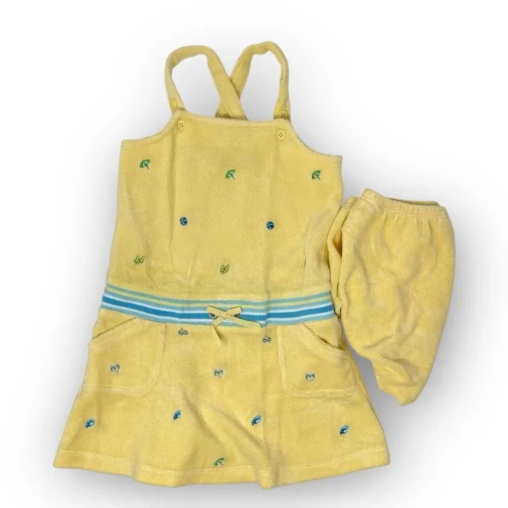 Gymboree Pool Party Yellow Embroidered Terry Dress Vintage 2004 18-24 Months
